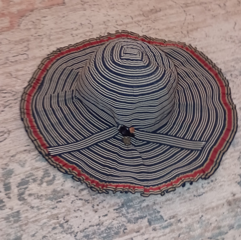 Old Country Road Brand Red Blue Stripe Ruffle Hat